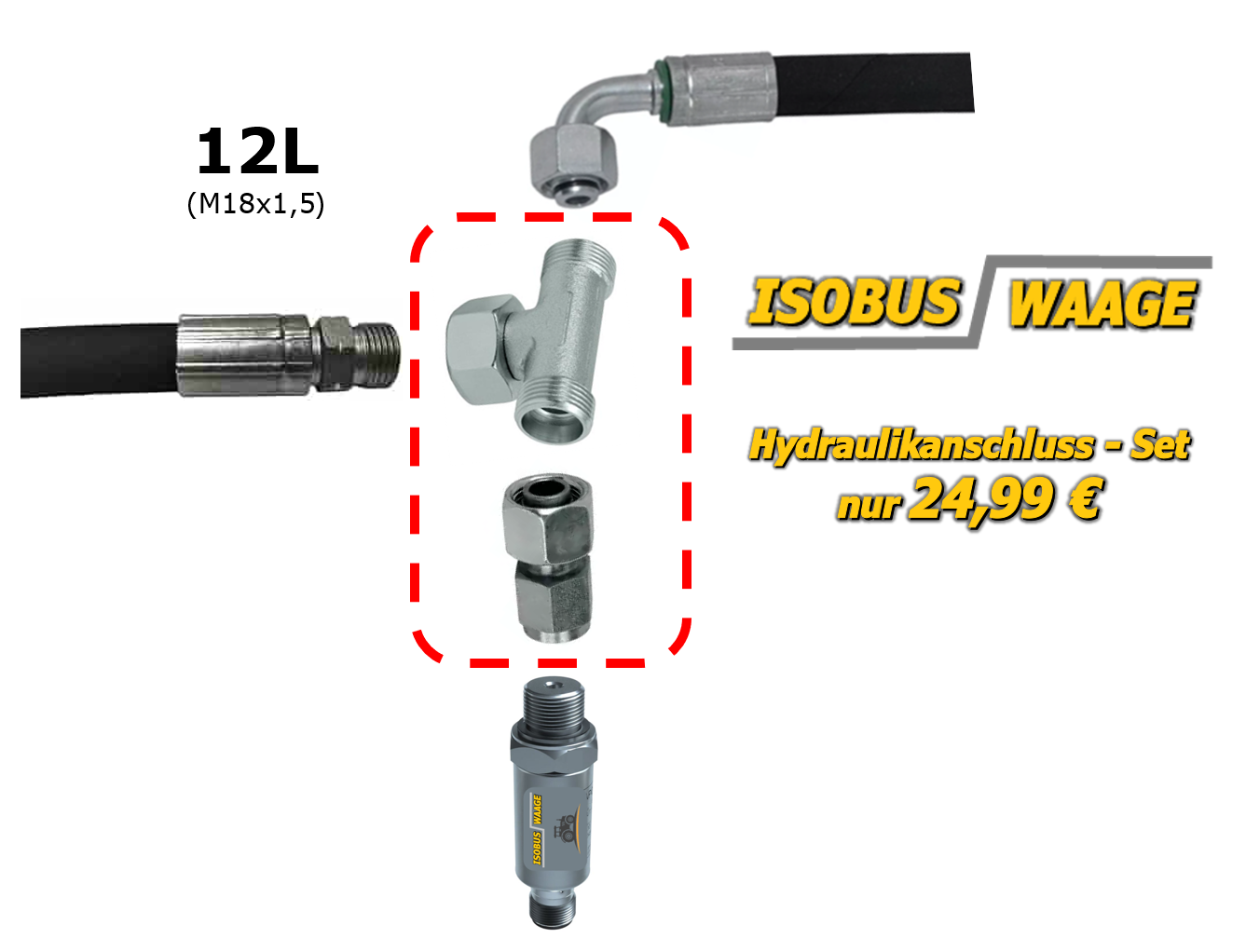 Hydraulik Set T-Verschraubung 12L – Bild 3